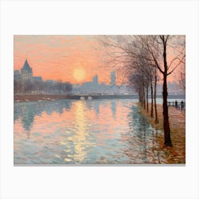 Sunset On The Seine Canvas Print