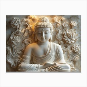 3d Serene Buddha Statue Canvas Print