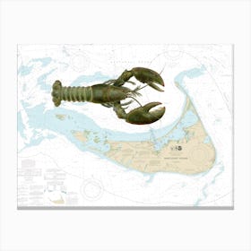 Vintage Denton Lobster On Nantucket Island Nautical Chart 13241 that includes Nantucket, Nantucket Sound - Ocean MAp Canvas Print