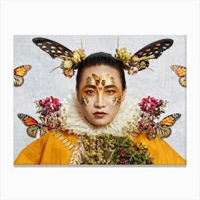 Surreal Portrait Bee Human Hybrid Reigning As A Monarch Wings Fused With Myriad Hues Of Golds And Canvas Print