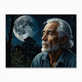 Old Man And The Moon Canvas Print