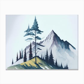 Mountain And Forest In Minimalist Watercolor Horizontal Composition 435 Canvas Print