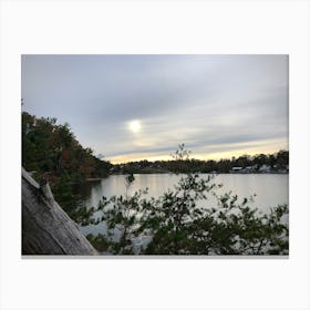 Obscured Sunset Over Lake Canvas Print