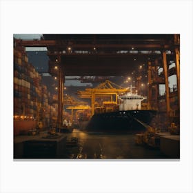 Container Ship Docked At Port Canvas Print