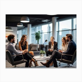 Energetic Team Of Adults Multi Cultural Melting Together In A Well Designed Modern Office Space B (4) Canvas Print