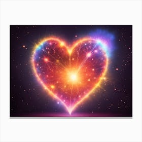 A Colorful Glowing Heart On A Dark Background Horizontal Composition 34 Canvas Print