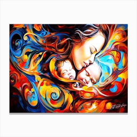 Maternal Love X 2 - Mother And Children Canvas Print