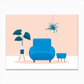 Blue Chair And Plant Canvas Print