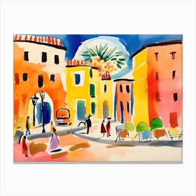 Rome Italy Cute Watercolour Illustration 6 Canvas Print
