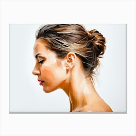 Side Profile Of Beautiful Woman Oil Painting 88 Canvas Print