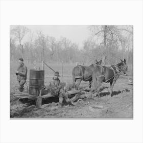 Farmers Of Chicot Farms Project, Arkansas With Mud Sled Which Is Used For Transporting Supplies By Russell Lee Canvas Print