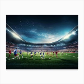 A Dynamic Ultra Realistic Digital Render Of Professional Soccer Championship Game Showcasing A Tea (1) Canvas Print