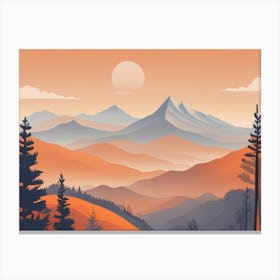 Misty mountains horizontal background in orange tone 67 Canvas Print