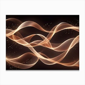 Abstract Digital Image Of Glowing Golden Lines Forming A Wavy Pattern On A Black Background With A Subtle Sparkle Effect Canvas Print