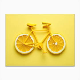 Lemon Bicycle On Yellow Background Canvas Print