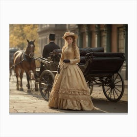 Victorian Woman And Horse Canvas Print
