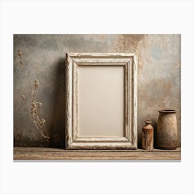 Vintage Textured Cardboard Frame Holding An Artistic Design Edges Worn And Gently Curling Patina O (6) 1 Canvas Print