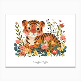 Little Floral Bengal Tiger 2 Poster Canvas Print