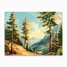 Retro Wooded Pines 3 Canvas Print