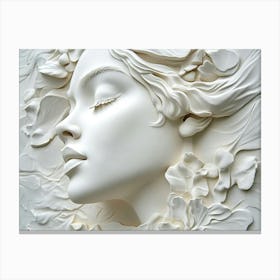 3d Women Face Effect White Color Canvas Print