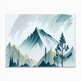 Mountain And Forest In Minimalist Watercolor Horizontal Composition 377 Canvas Print