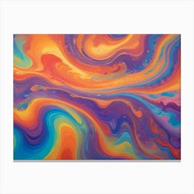 Abstract Colorful Fluid Art With Swirling, Flowing Patterns In Shades Of Orange, Purple, Blue, And Yellow 1 Canvas Print