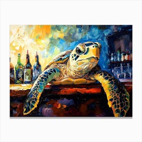 Sea Turtle At The Beach Bar 6 Canvas Print