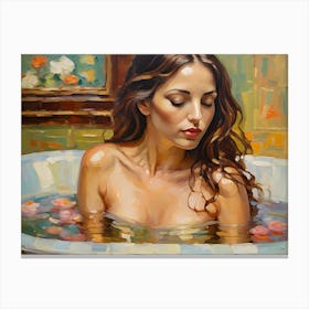 Nude Woman In A Bathtub Canvas Print