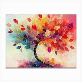 Vibrant Tree With Colorful Leaves 3d Abstract Canvas Print