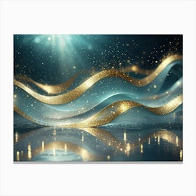 Sparkling golden waves in the sea 1 Canvas Print