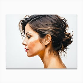 Side Profile Of Beautiful Woman Oil Painting 10 Canvas Print