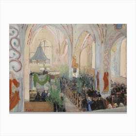 Midsummer Day Service In Lohja Church, 1899, By Magnus Enckell Canvas Print