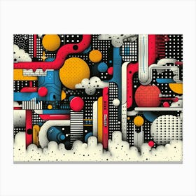 SynthGeo Shapes: A Cartoon Abstraction Abstract City Canvas Print