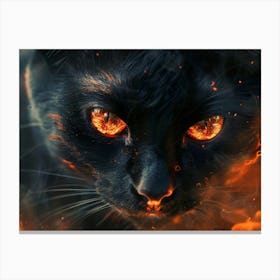 Black Cat With Flames 1 Canvas Print