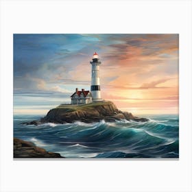 Lighthouse At Sunset Canvas Print