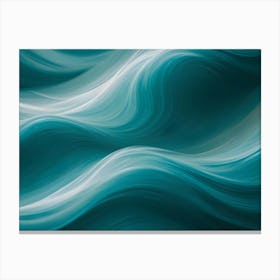 Abstract Pattern Of Flowing, Wavy Lines In Shades Of Teal And White, Creating A Smooth, Dynamic, And Organic Effect Canvas Print