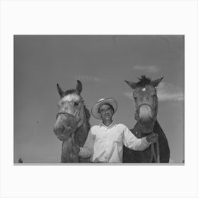 Ernest W, Kirk Jr, with team of mules which was bought with FSA (Farm Security Administration) loan Canvas Print