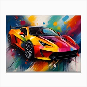 Abstract Super Sportscar -Color Splash Painting Canvas Print