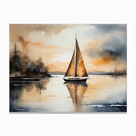 Sailboat Painting Lake House (25) Canvas Print