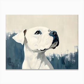 Minimal Dog Blue White Beige Canvas Print