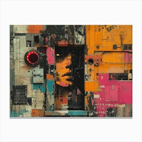 Analog Fusion: A Tapestry of Mixed Media Masterpieces The Face In The Wall' Canvas Print