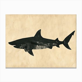 Bigeye Thresher Shark Grey Silhouette 2 Canvas Print