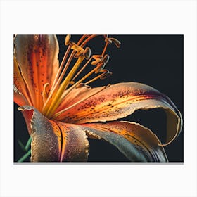 Lily Flower on Dark Background Canvas Print