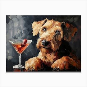 Airedale Welshie At The Bar 8 Canvas Print