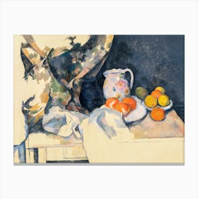 Curtain And Fruit Still Life, Paul Cezanne Canvas Print