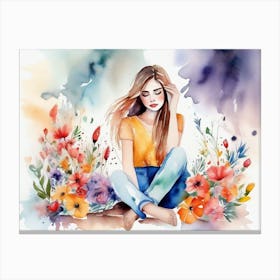 Girl Among Flowers 19 Canvas Print