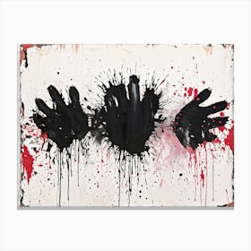 Abstract Painting Featuring Bold Splatters Of Black Ink Grunge Style Silhouettes Emerging Through D (4) Canvas Print