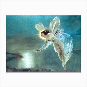 Spirit of The Night 1879 by British Oil Painter John Atkinson Grimshaw - Victorian Era Tasteful Nude Fairy Painting HD Remastered Canvas Print