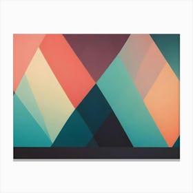 A Geometric, Abstract Background Featuring Overlapping, Triangular Shapes In Shades Of Red, Orange, Teal, And Beige Canvas Print