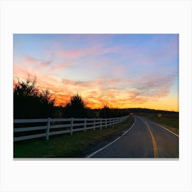 Sunset On Westphalia, A Country Road In Prince Georges Canvas Print
